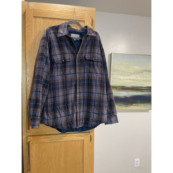 Claybrooke Outdoors Other - Claybrooke Outdoors Mens Blue Brown Plaid Quilted Flannel Shirt Jacket Large L